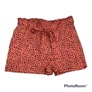 NWT Primark Cherry Pink 100% viscose High Waisted Paper Waist belted Shorts | 12